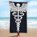 Caduceus Symbol Of Medicine Print Beach Towel