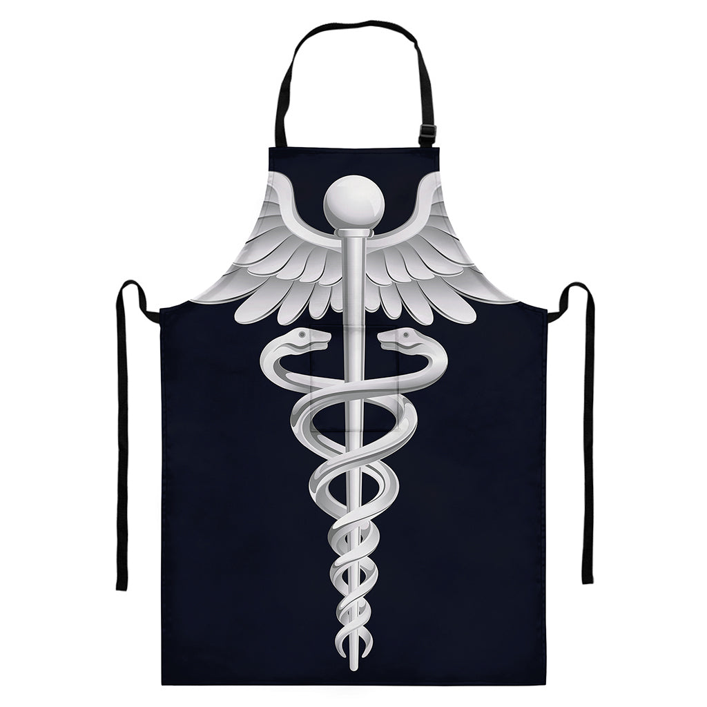 Caduceus Symbol Of Medicine Print Bib Apron With Pocket