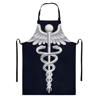 Caduceus Symbol Of Medicine Print Bib Apron With Pocket