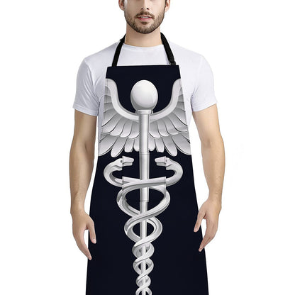 Caduceus Symbol Of Medicine Print Bib Apron With Pocket