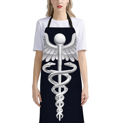 Caduceus Symbol Of Medicine Print Bib Apron With Pocket