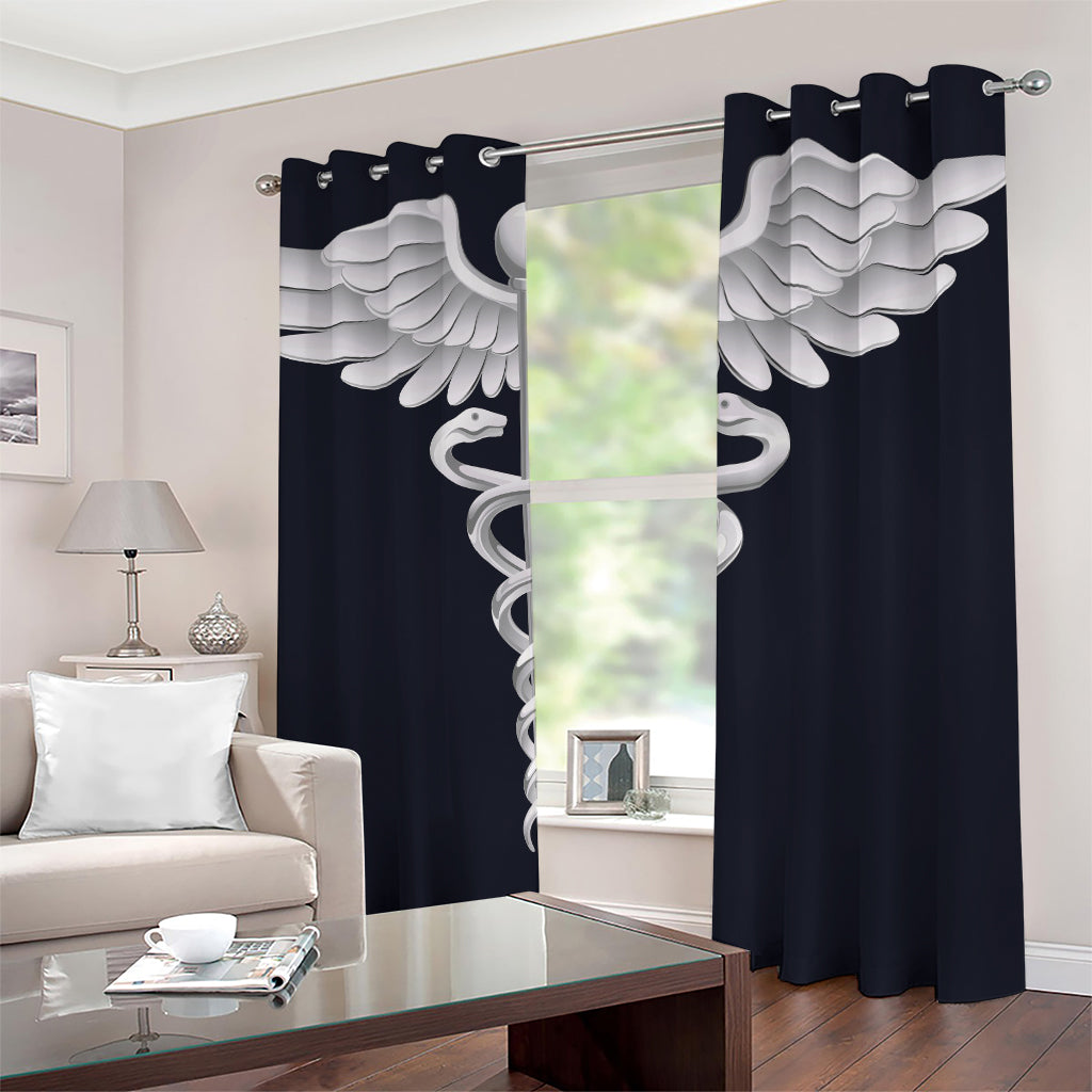 Caduceus Symbol Of Medicine Print Blackout Grommet Curtains