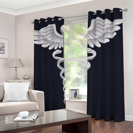 Caduceus Symbol Of Medicine Print Blackout Grommet Curtains