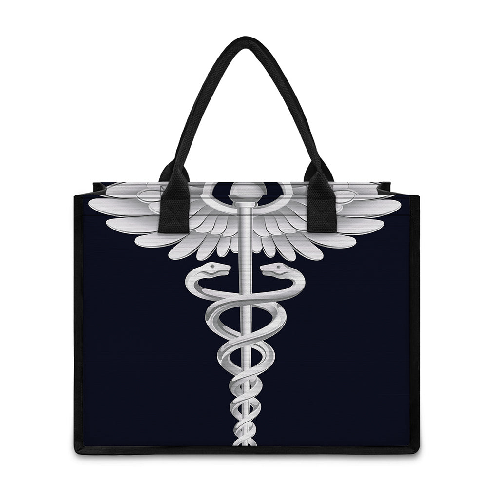 Caduceus Symbol Of Medicine Print Canvas Tote Bag