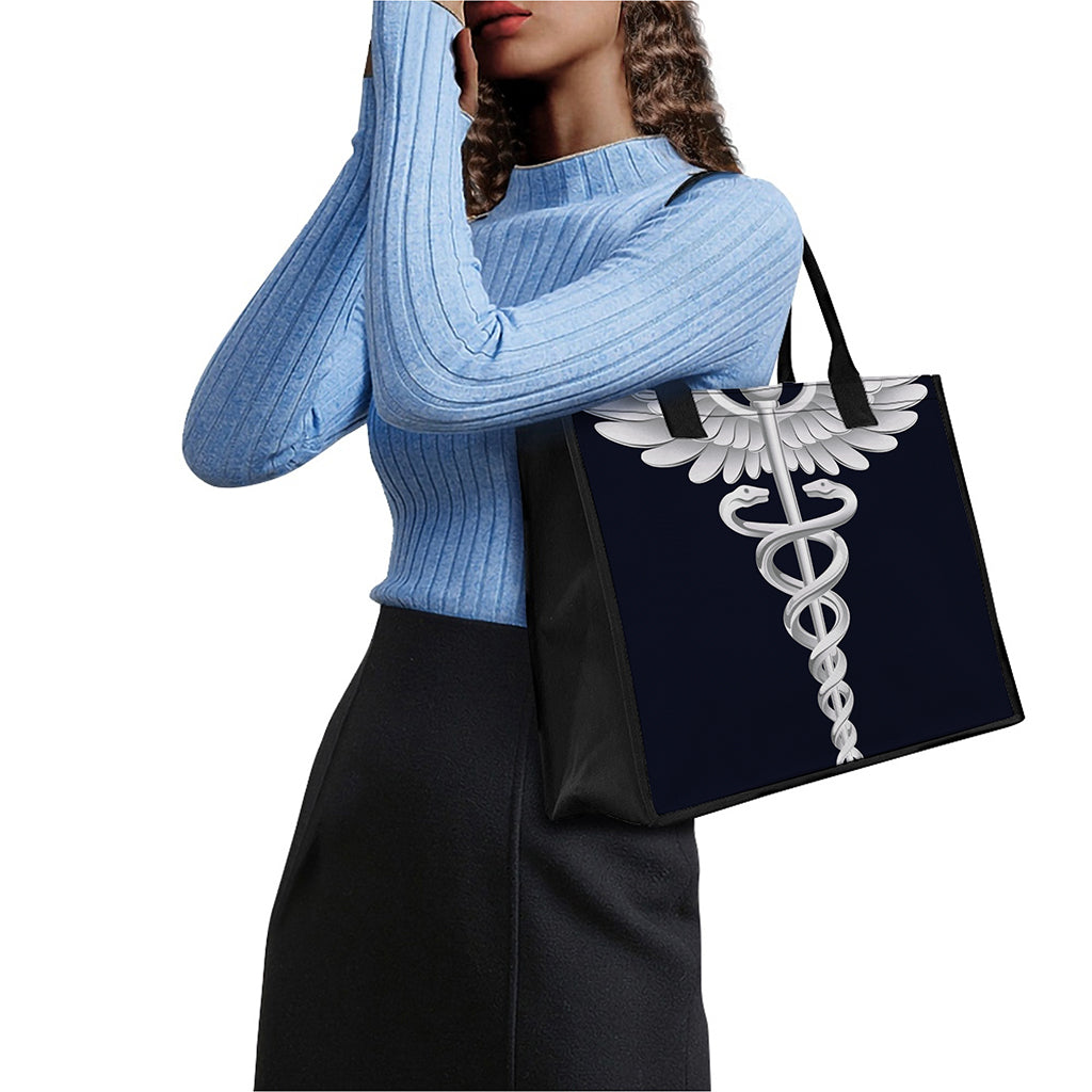 Caduceus Symbol Of Medicine Print Canvas Tote Bag