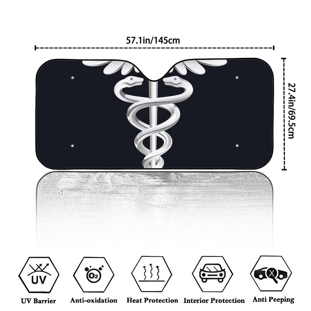 Caduceus Symbol Of Medicine Print Car Windshield Sun Shade