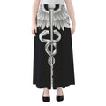 Caduceus Symbol Of Medicine Print Chiffon Maxi Skirt
