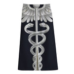 Caduceus Symbol Of Medicine Print Cotton Front Slit Maxi Skirt