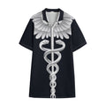 Caduceus Symbol Of Medicine Print Cotton Hawaiian Shirt
