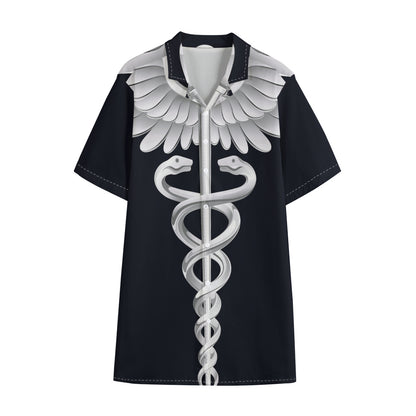 Caduceus Symbol Of Medicine Print Cotton Hawaiian Shirt