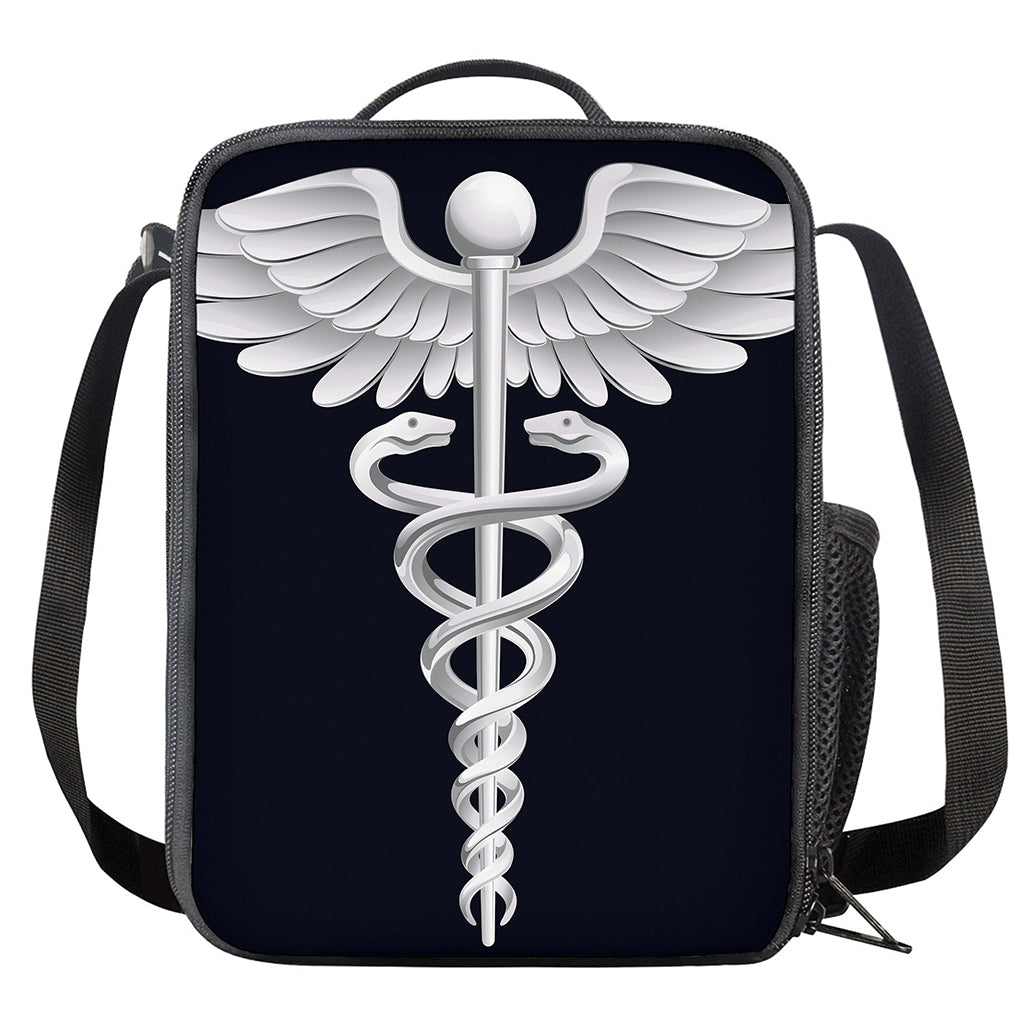 Caduceus Symbol Of Medicine Print Crossbody Lunch Bag