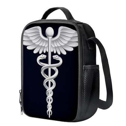 Caduceus Symbol Of Medicine Print Crossbody Lunch Bag