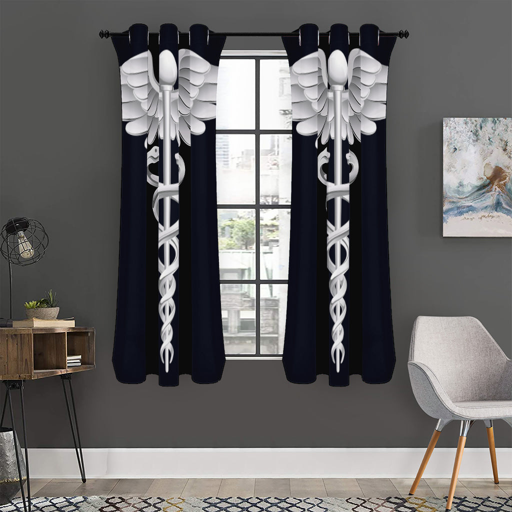 Caduceus Symbol Of Medicine Print Curtain