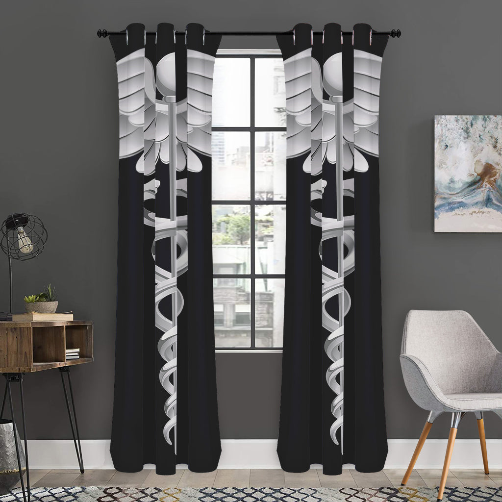 Caduceus Symbol Of Medicine Print Curtain