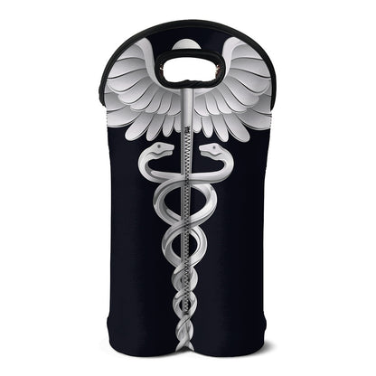 Caduceus Symbol Of Medicine Print Double Neoprene Wine Tote
