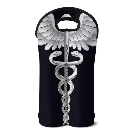 Caduceus Symbol Of Medicine Print Double Neoprene Wine Tote