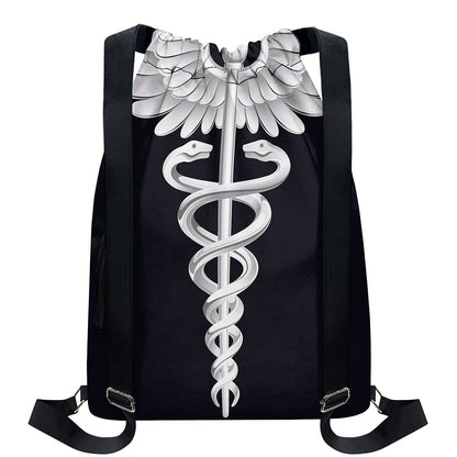 Caduceus Symbol Of Medicine Print Drawstring Backpack