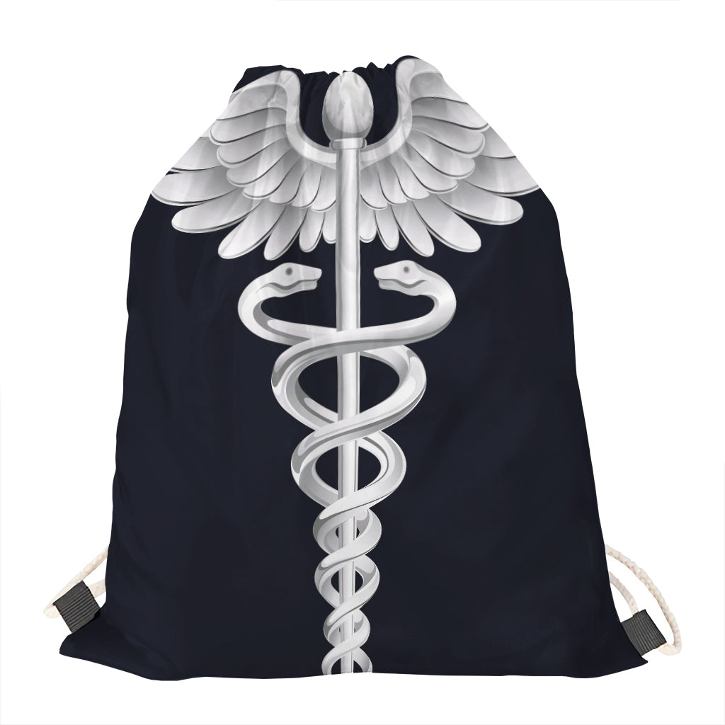 Caduceus Symbol Of Medicine Print Drawstring Bag