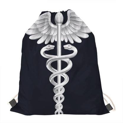 Caduceus Symbol Of Medicine Print Drawstring Bag