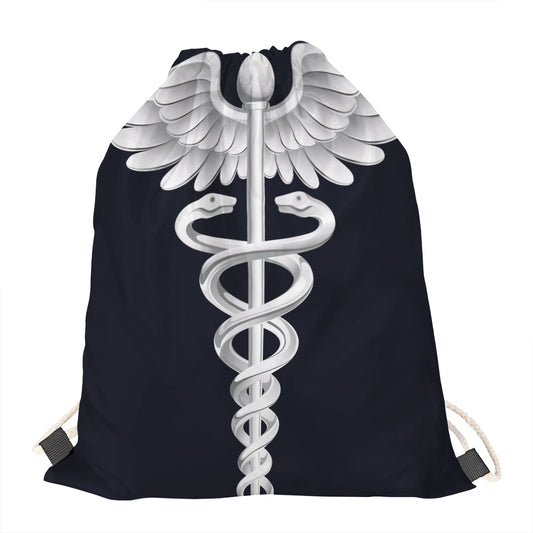 Caduceus Symbol Of Medicine Print Drawstring Bag