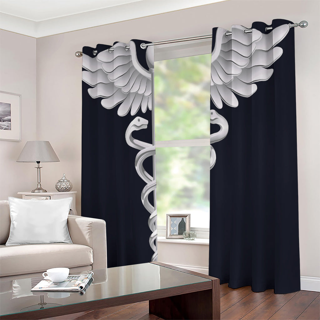 Caduceus Symbol Of Medicine Print Extra Wide Grommet Curtains