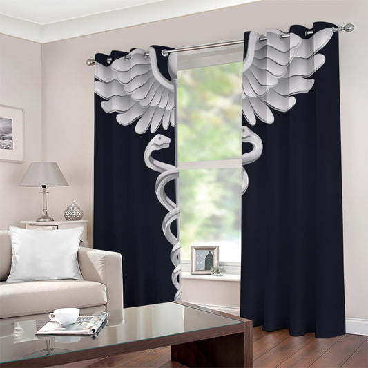 Caduceus Symbol Of Medicine Print Extra Wide Grommet Curtains