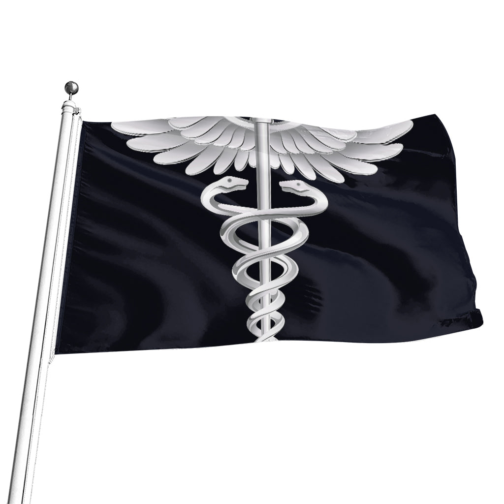 Caduceus Symbol Of Medicine Print Flag