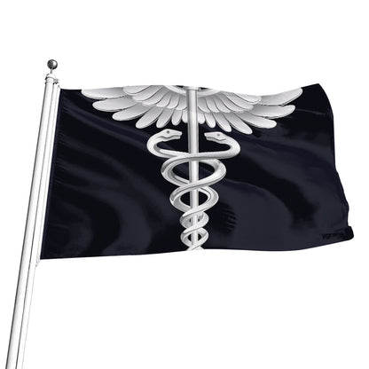 Caduceus Symbol Of Medicine Print Flag