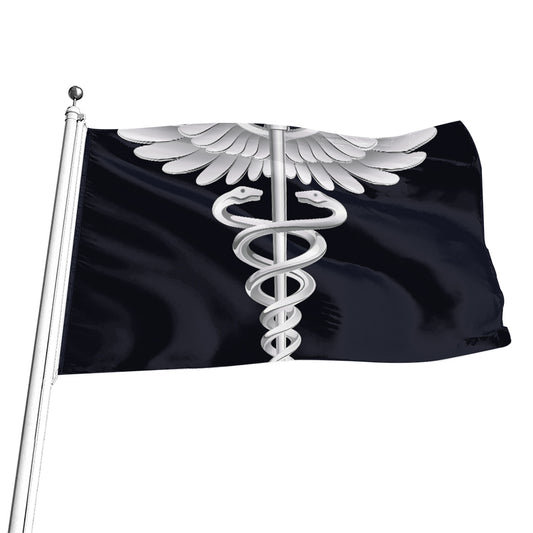 Caduceus Symbol Of Medicine Print Flag