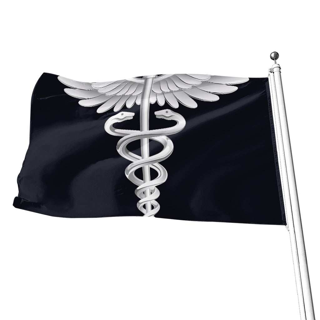 Caduceus Symbol Of Medicine Print Flag