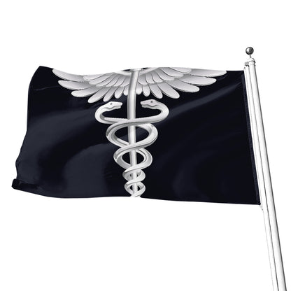 Caduceus Symbol Of Medicine Print Flag