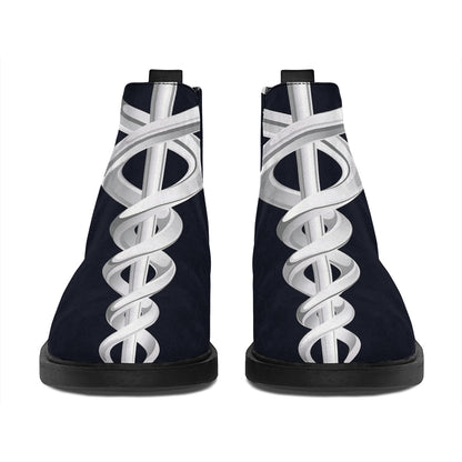 Caduceus Symbol Of Medicine Print Flat Ankle Boots