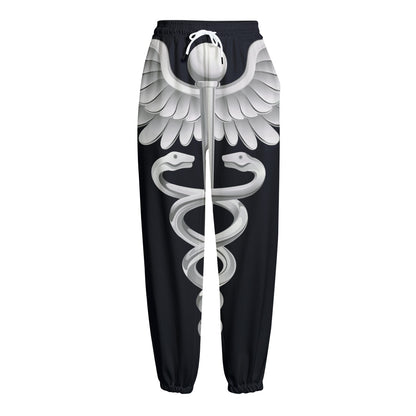 Caduceus Symbol Of Medicine Print Fleece Lined Knit Pants