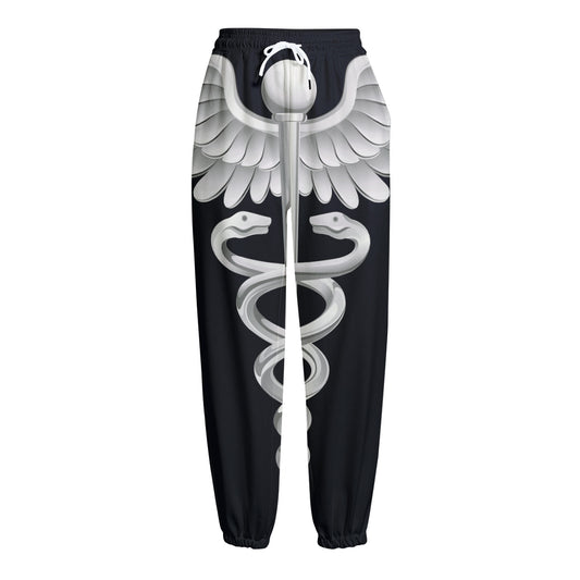 Caduceus Symbol Of Medicine Print Fleece Lined Knit Pants