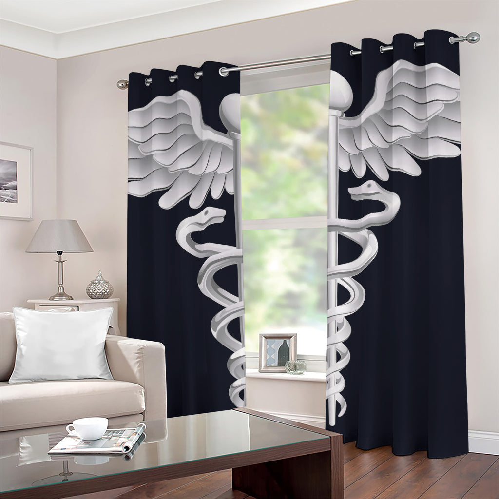 Caduceus Symbol Of Medicine Print Grommet Curtains