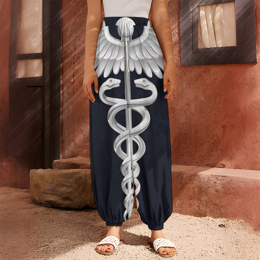 Caduceus Symbol Of Medicine Print Harem Pants