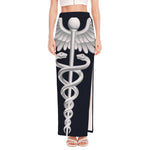 Caduceus Symbol Of Medicine Print High Slit Maxi Skirt