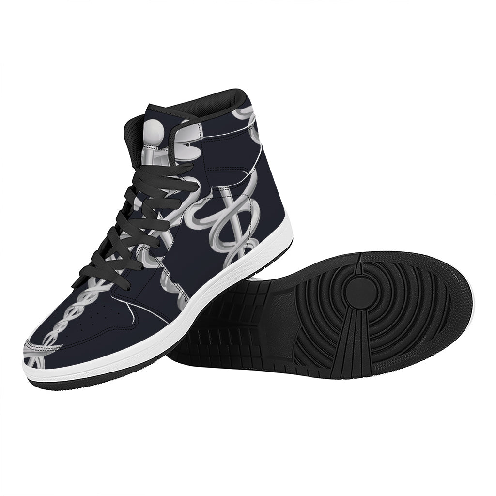 Caduceus Symbol Of Medicine Print High Top Leather Sneakers
