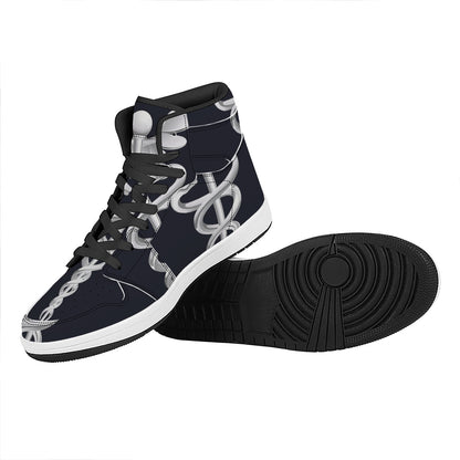 Caduceus Symbol Of Medicine Print High Top Leather Sneakers
