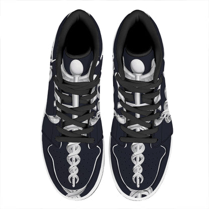 Caduceus Symbol Of Medicine Print High Top Leather Sneakers