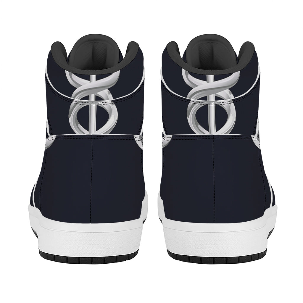 Caduceus Symbol Of Medicine Print High Top Leather Sneakers