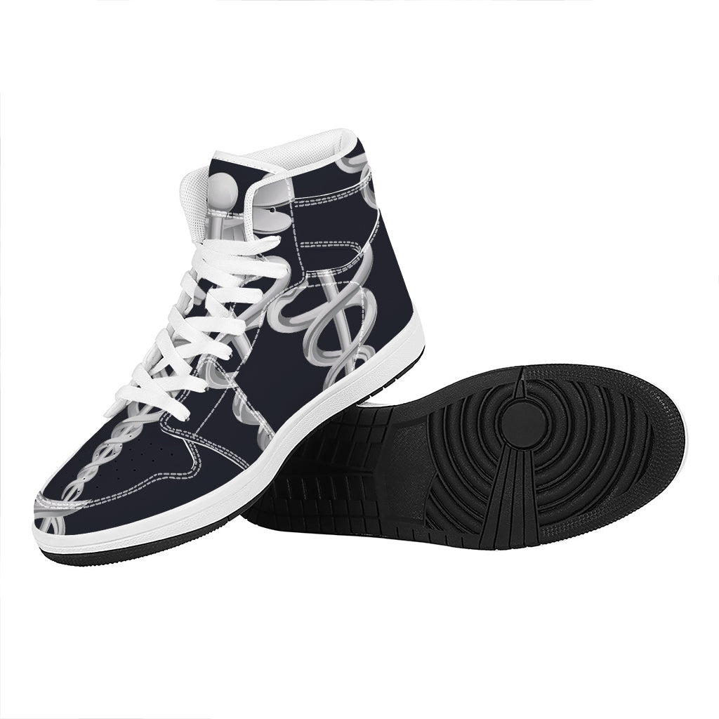 Caduceus Symbol Of Medicine Print High Top Leather Sneakers