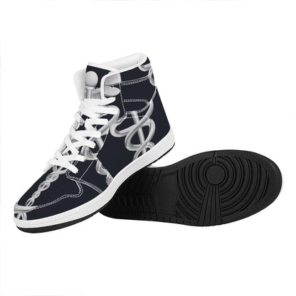 Caduceus Symbol Of Medicine Print High Top Leather Sneakers