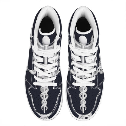 Caduceus Symbol Of Medicine Print High Top Leather Sneakers