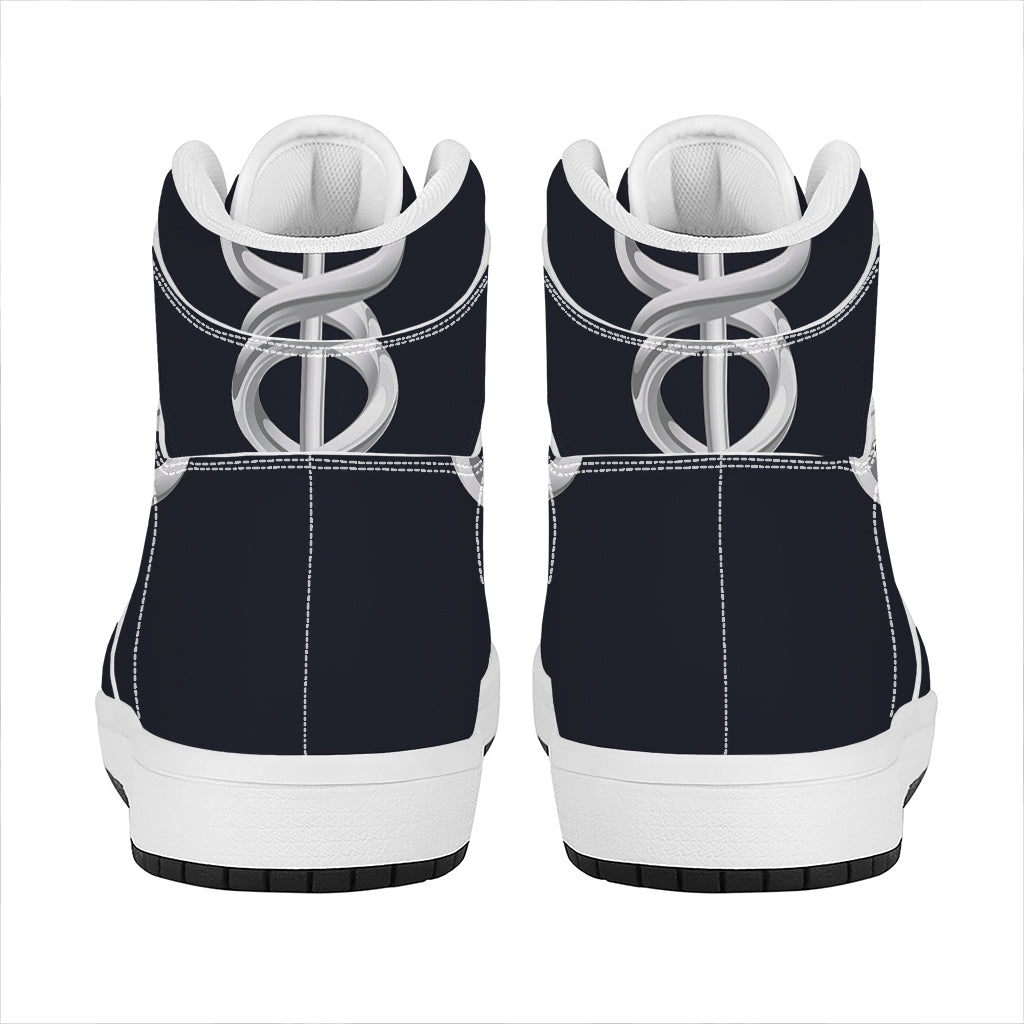 Caduceus Symbol Of Medicine Print High Top Leather Sneakers