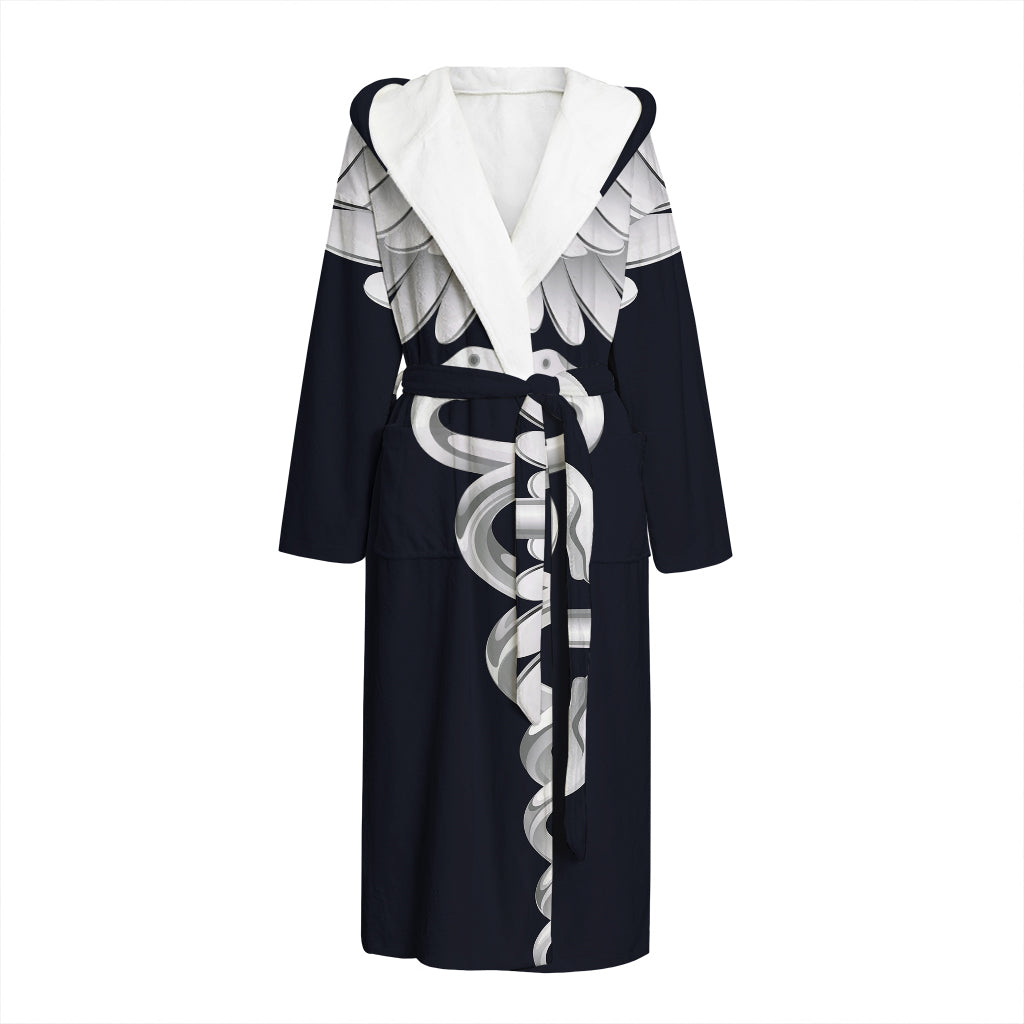 Caduceus Symbol Of Medicine Print Hooded Bathrobe