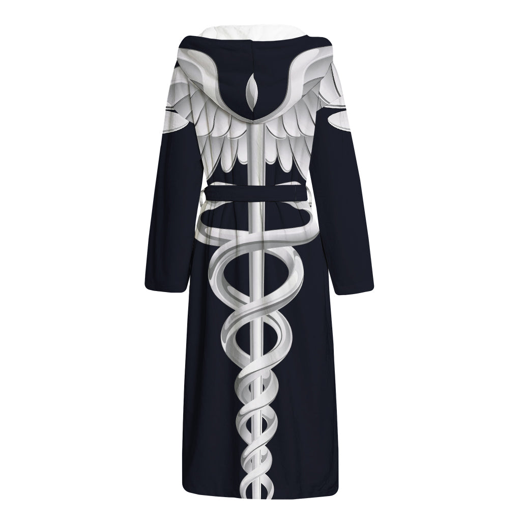Caduceus Symbol Of Medicine Print Hooded Bathrobe
