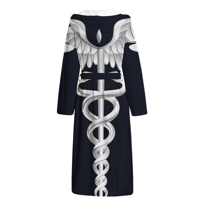 Caduceus Symbol Of Medicine Print Hooded Bathrobe