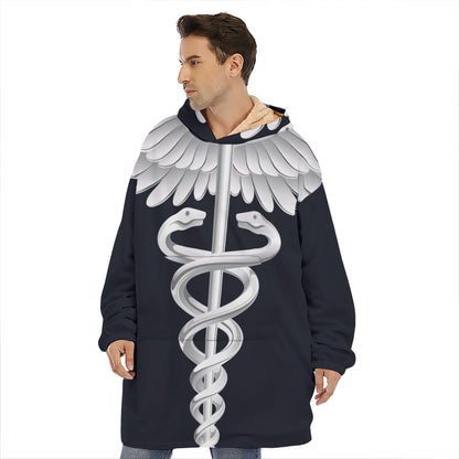 Caduceus Symbol Of Medicine Print Hoodie Blanket