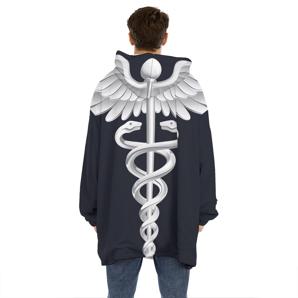 Caduceus Symbol Of Medicine Print Hoodie Blanket
